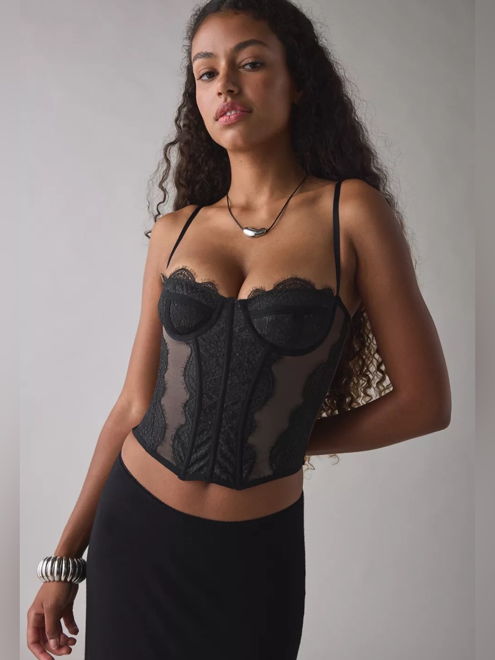 Urban Outfitters Out From Under Modern Love Corset, black, size small Heart
